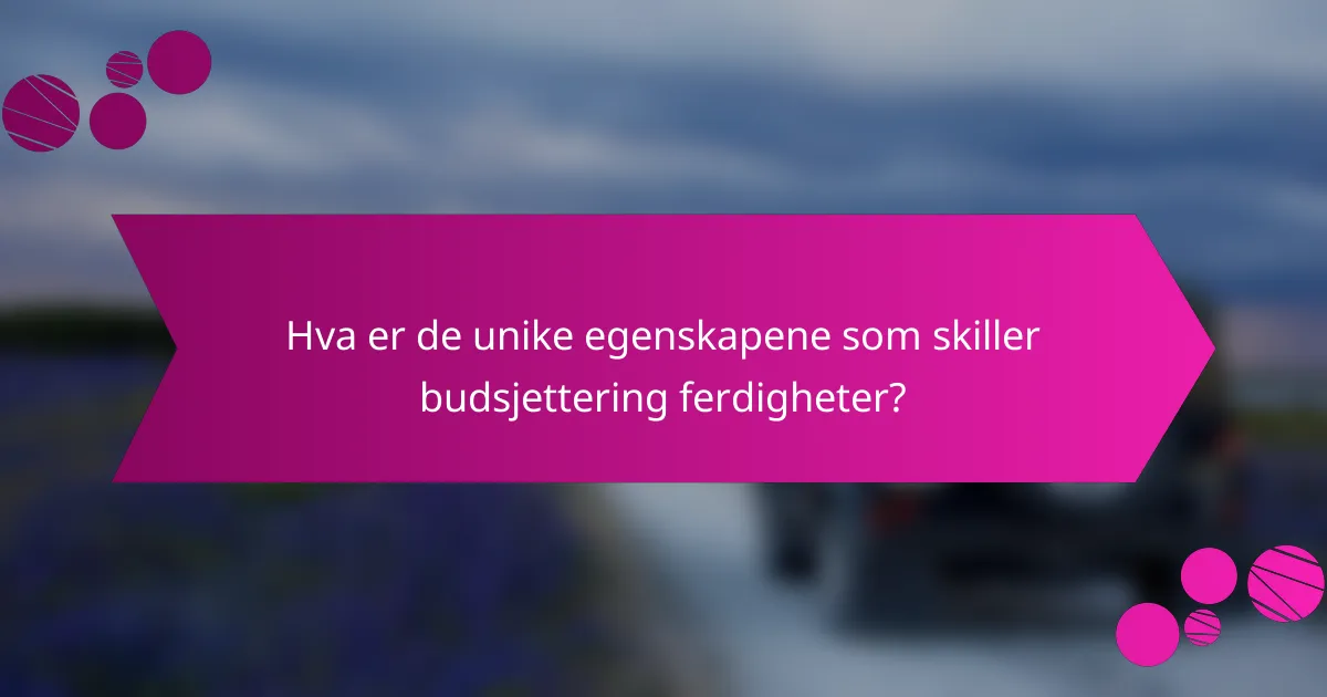 Hva er de unike egenskapene som skiller budsjettering ferdigheter?